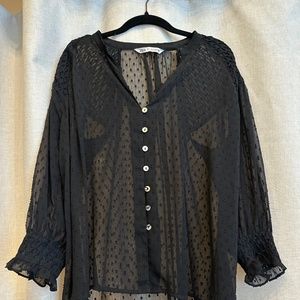 Black Sheer Zara Blouse Size M or Size 6